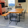 Mesa de Jantar com Banco de Madeira Maciça - Rústico Elegante Borda Orgânica - 4