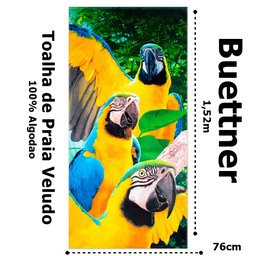 Toalha de Praia Buettner Veludo Multi Macaws 76cmx1,52m Resort Amarelo - 4