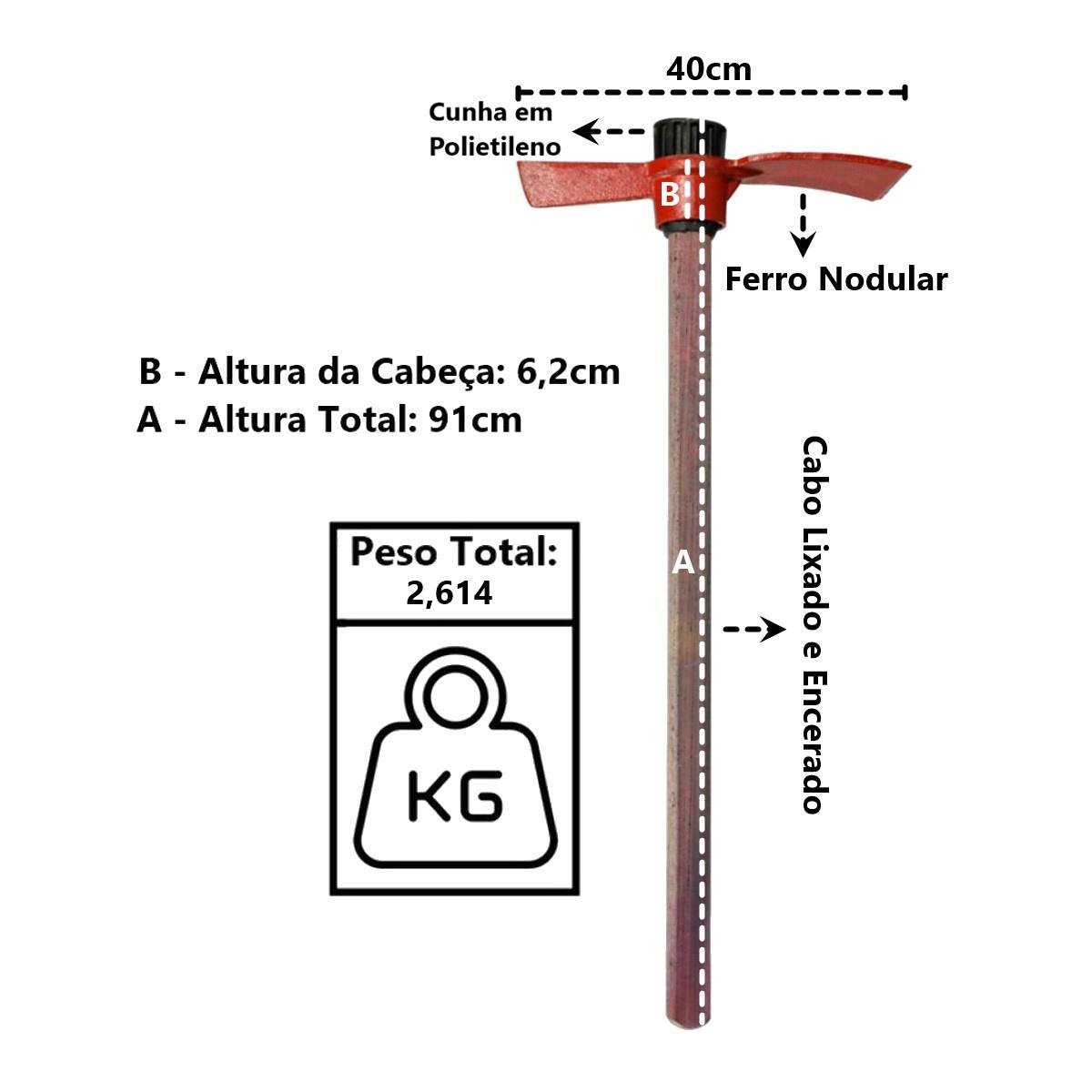 Picareta Chibanca Cabo de Madeira Encerado Cunha Polietileno Minasul - 4