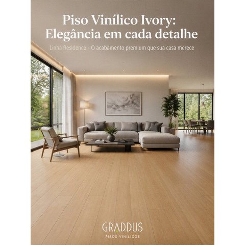 Piso Vinílico Colado Réguas Ivory 2mm Madeira 3,3445m² Graddus