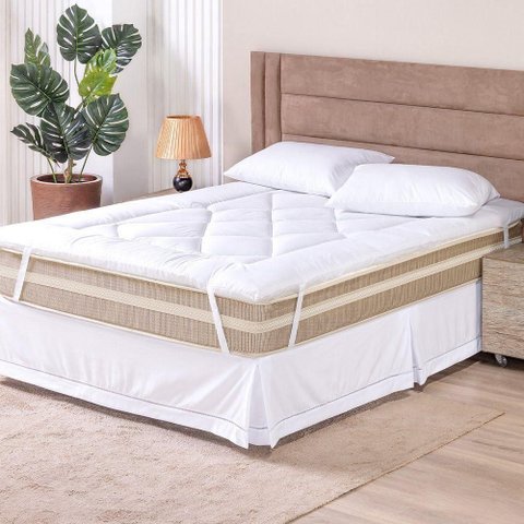 Pillow Top Casal Soft Hipercal 200 Fios Poliéster 140x190cm Branco Tô Decorando