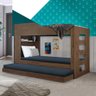 Beliche Solteiro Com Cama Auxiliar 100% MDF Amêndoa Hibisco Incabrás - 1