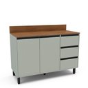 Ver imagem 3 de Balcão de Cozinha com Tampo 2 Portas e 3 Gavetas 120cm Koya Verde Oliva Politorno Móveis
