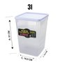Kit Porta Arroz Café Acúcar 3 Peças Hermético 1,5, 3 e 4,5l Branco - 3
