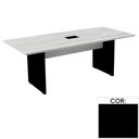 Ver imagem 1 de Mesa de Reunião com Caixa de Tomada Retangular 200 x 90 cm Pé Painel PE25 em MDP Preta Base Preta