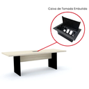 Ver imagem 5 de Mesa de Reunião com Caixa de Tomada Retangular 200 x 90 cm Pé Painel PE25 em MDP Preta Base Preta
