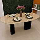 Ver imagem 3 de Mesa de Jantar Orgânica Cora 140x90cm Base Dupla - Mármore Travertino
