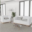 Ver imagem 2 de Kit Sofá 2 Lugares e Poltrona Europa Suede ADJ Decor - Branco