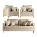 Ver imagem 1 de Kit Sofá Beny 180cm + 2 Poltronas Base de Madeira Linho