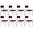 Ver imagem 1 de Kit 08 Cadeiras Estofada para Sala de Jantar Sense Branco C01 Veludo Vermelho Vinho - Lyam Decor