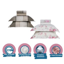 Jogo de Cama Casal Karsten 4 Peças 100% Algodão 270 Fios Toque Acetinado - Vivian - 5