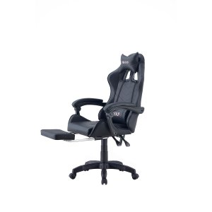 Cadeira Gamer Reclinável Giratória Preto Players Almofada Pc Youtuber Pés Rodizio Poliuretano