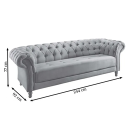 Sofá Chesterfield Forever 4 Lugares Veludo Marrom 2.44m Clássico - Pés Madeira - 3