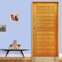 Ver imagem 1 de Kit Porta de Madeira 210x92cm Batente 14cm Fechadura Externa Rolete Rodam Abertura Direita Marrom/Padrão Cedrinho
