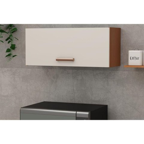 Armário Aéreo P/ Cozinha Essência C/ 1 Porta Basculante 70cm Freijo/white Laca - Genialflex