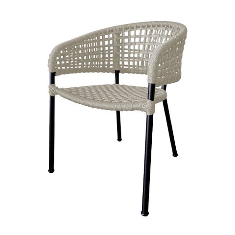 Cadeira Sol Corda Náutica Base em Alumínio Premium Preto/areia