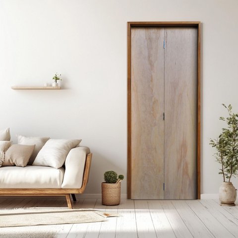 Kit Porta de Madeira Camarão 210x62cm Batente 14cm Rodam Abertura Direita