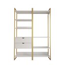 Ver imagem 3 de Guarda Roupa Aberto Industrial Casal 2 Módulos Branco Cabideiro com Gavetas Base Dourada