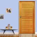 Ver imagem 1 de Kit Porta de Madeira 210x92cm Batente 14cm Fechadura Externa Golf Rodam Abertura Esquerda