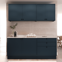 Ver imagem 1 de Cozinha Compacta Modulada 6 Portas 3 Gavetas 100% MDF 1 Tampo Sevilha Azul/Órion