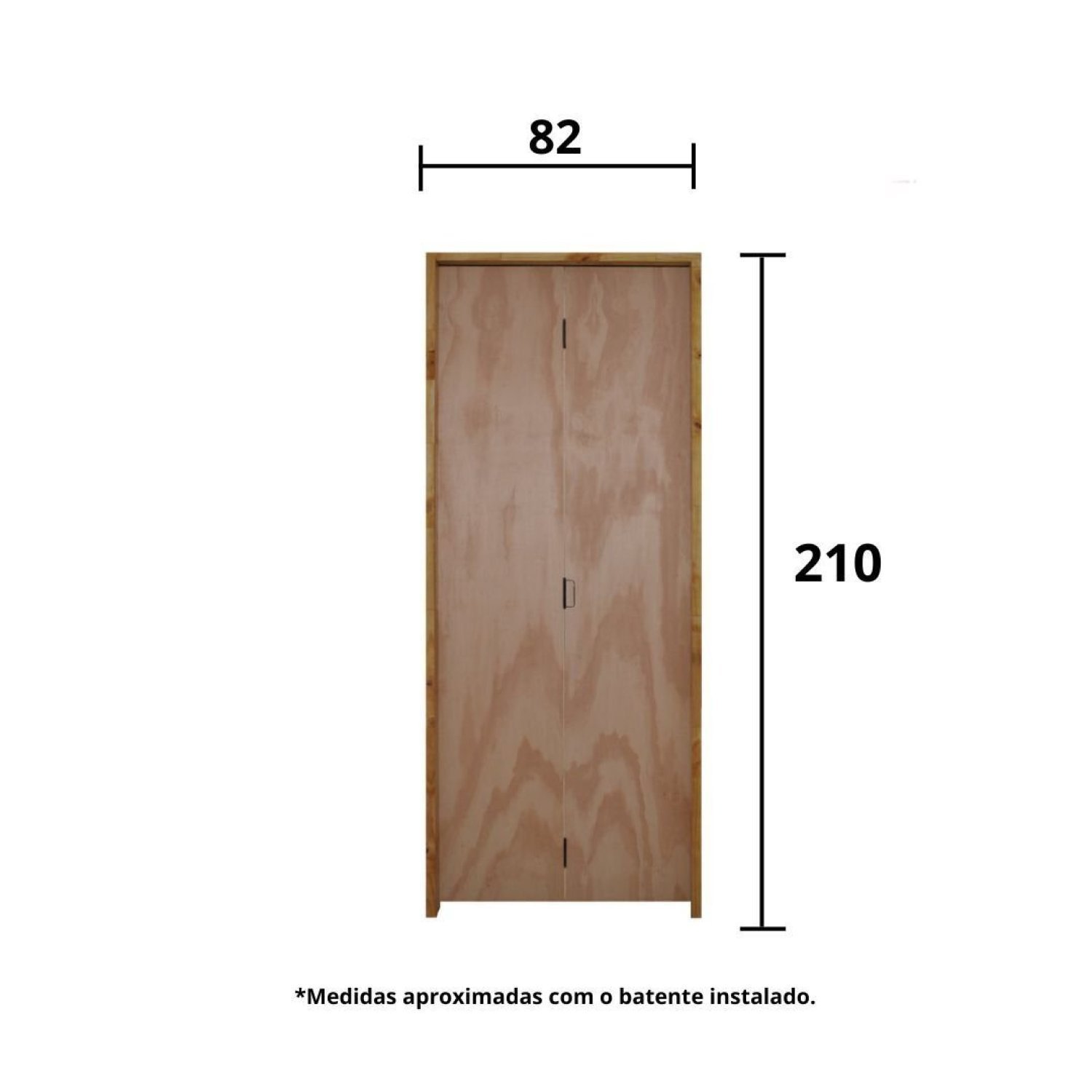 Kit Porta de Madeira Camarão 210x82cm Batente 14cm Rodam  - 3