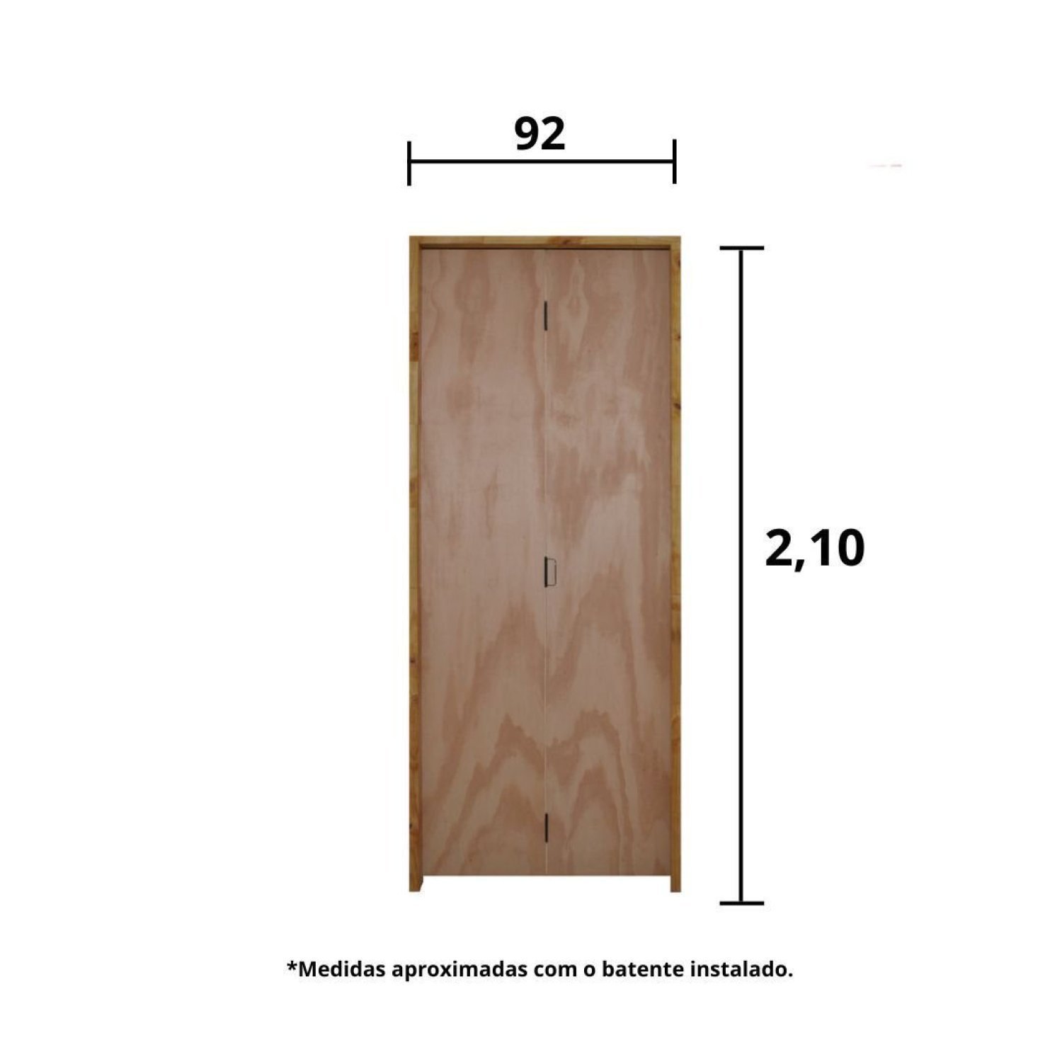 Kit Porta de Madeira Camarão 210x92cm Batente 14cm Rodam  - 3