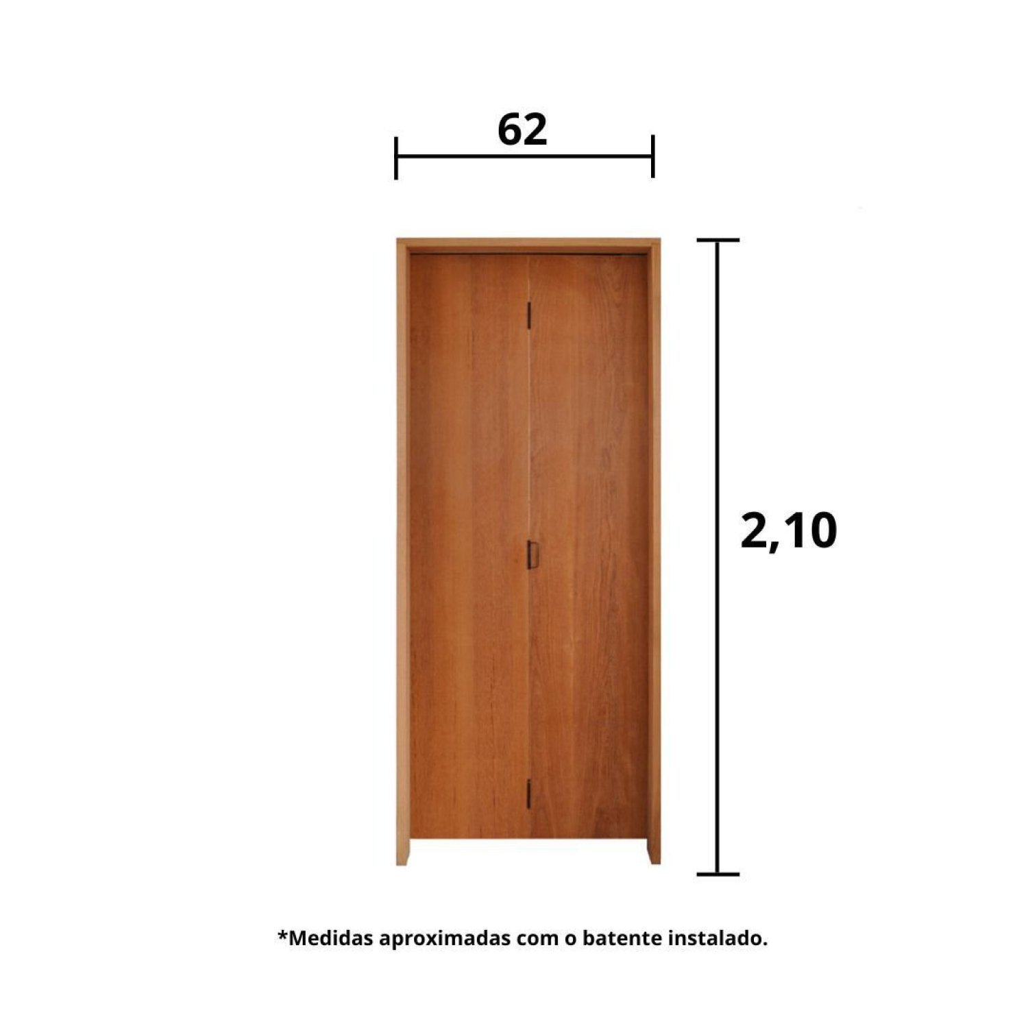 Kit Porta de Madeira Camarão 210x62cm Batente 14cm Rodam  - 3