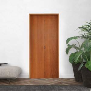 Kit Porta de Madeira Camarão 210x72cm Batente 14cm Rodam 