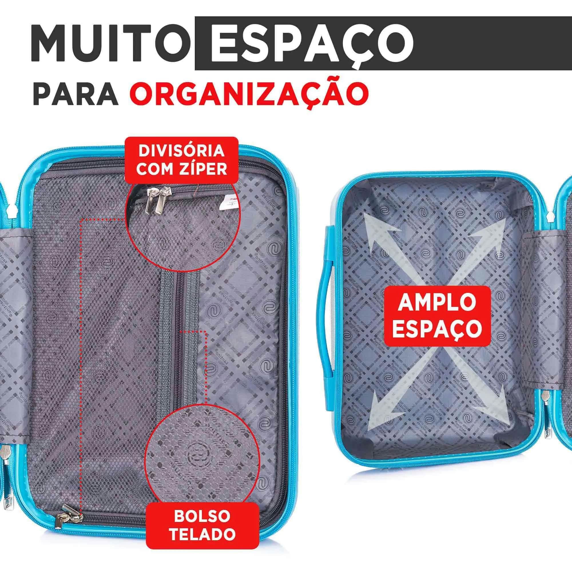 Kit 2 Necessaire Frasqueira Viagem Santino Taf192 Rígida Abs Azul - 5