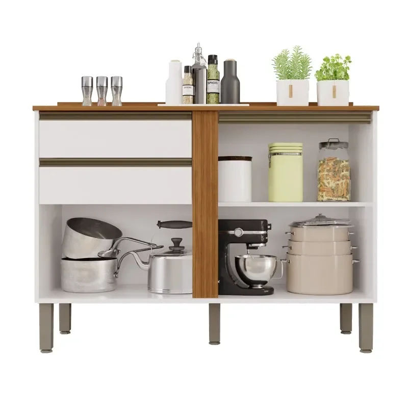 Ver imagem 2 de Balcão Cozinha Pérola Branco/Cinamomo 2 Portas 2 Gavetas Larg. 1.20m - Sallêto