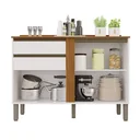 Ver imagem 2 de Balcão Cozinha Pérola Branco/Cinamomo 2 Portas 2 Gavetas Larg. 1.20m - Sallêto