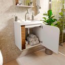 Ver imagem 5 de Gabinete Banheiro Lirio com 1 Porta Espelheira e Cuba Branco/ripa 3d