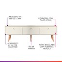 Ver imagem 2 de Rack Retrô para TV 65 Pol. com 3 Portas 160 x 59 Cm Pés Palito MDP Champanhe 0673 PRIME
