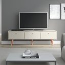 Ver imagem 1 de Rack Retrô para TV 65 Pol. com 3 Portas 160 x 59 Cm Pés Palito MDP Champanhe 0673 PRIME