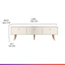 Ver imagem 3 de Rack Retrô para TV 65 Pol. com 3 Portas 160 x 59 Cm Pés Palito MDP Champanhe 0673 PRIME