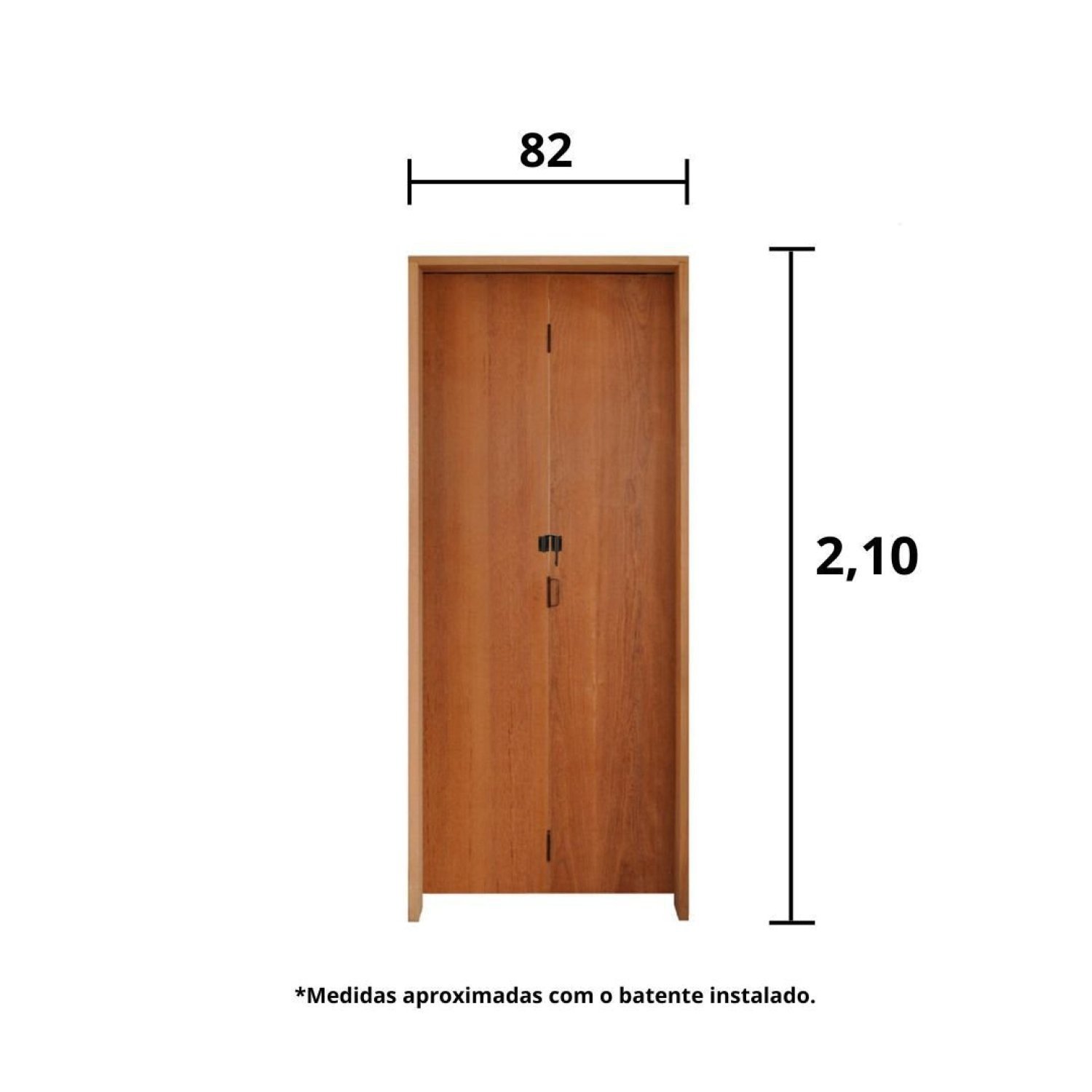 Kit Porta de Madeira Camarão 210x82cm Batente 11cm Rodam  - 3