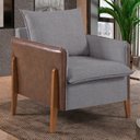 Ver imagem 1 de Poltrona Monalisa Pés em Madeira Maciça Detalhe Corino 