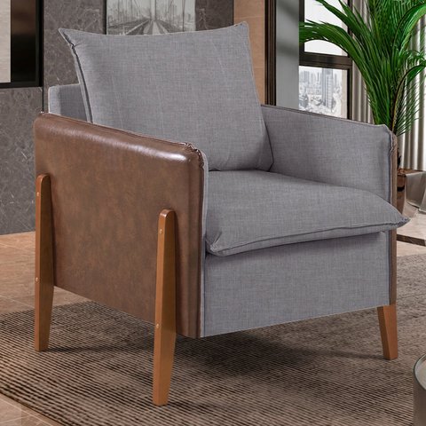 Poltrona Monalisa Pés em Madeira Maciça Detalhe Corino 