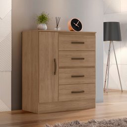 Cômoda Sapateira para Quarto 1 Porta 4 Gavetas Lisa Carvalho Oak - 8