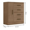 Ver imagem 3 de Cômoda Sapateira para Quarto 1 Porta 4 Gavetas Lisa Carvalho Oak