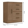 Cômoda Sapateira para Quarto 1 Porta 4 Gavetas Lisa Carvalho Oak - 3