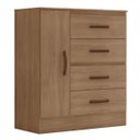 Ver imagem 1 de Cômoda Sapateira para Quarto 1 Porta 4 Gavetas Lisa Carvalho Oak