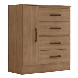 Cômoda Sapateira para Quarto 1 Porta 4 Gavetas Lisa Carvalho Oak - 1
