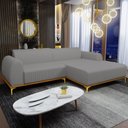Ver imagem 2 de Sofá 4 Lugares com Chaise Direito Sala Estar Molino 255cm D02 Linho Cinza Escuro C-416 - Lyam