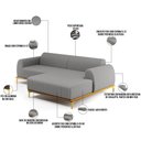 Ver imagem 4 de Sofá 4 Lugares com Chaise Direito Sala Estar Molino 255cm D02 Linho Cinza Escuro C-416 - Lyam