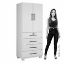 Ver imagem 5 de Guarda Roupa Solteiro 2 Portas 4 Gavetas Bravo Candian JCM Móveis