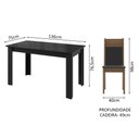 Ver imagem 3 de Conjunto Sala de Jantar Mesa Tampo de Vidro 6 Cadeiras Preto/rustic Zoe Madesa