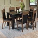 Ver imagem 1 de Conjunto Sala de Jantar Mesa Tampo de Vidro 6 Cadeiras Preto/rustic Zoe Madesa