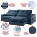 Ver imagem 6 de Sofá Retrátil Reclinável 230 cm Malta Linho Indigo Yescasa