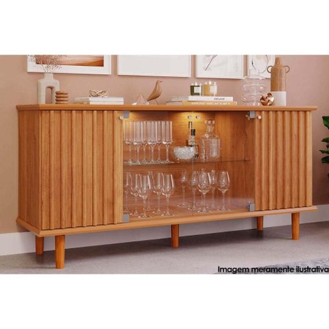 Buffet de Sala Jantar Janice C/ 4 Portas C/ Vidro Cinamomo - Cimol